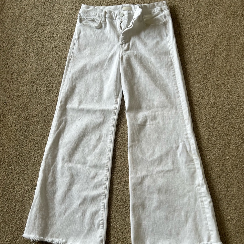MOTHER White Wide-Leg Jeans